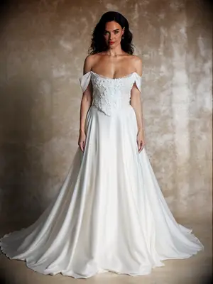 Off the shoulder corset wedding dress