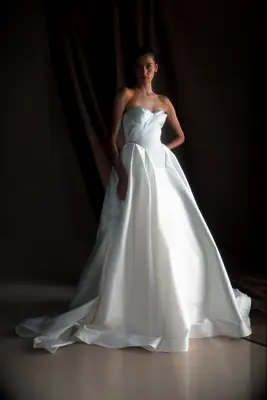 Strapless basque waist dress