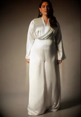 Bridal by ELOQUII flare sleeve bridal jumpsuit