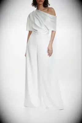 Amsale draped bodice bridal jumpsuit