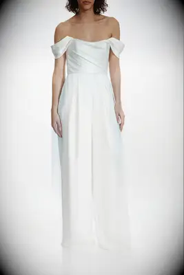 Amsale draped bodice bridal jumpsuit 