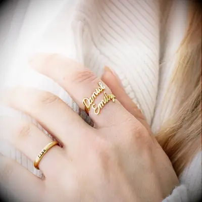 Mint & Lily double name ring anniversary gift for girlfriend