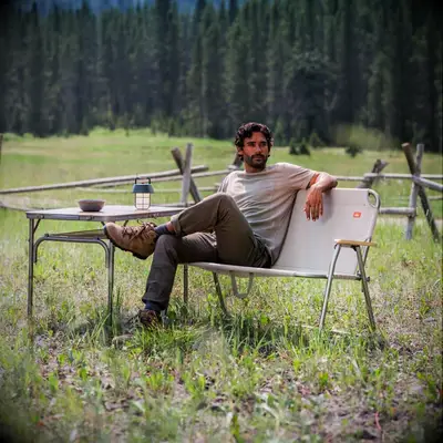 Folding camping bench married couple gift