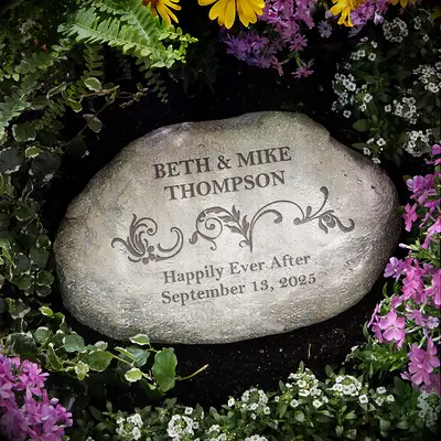 Personalized garden stone married couple gift