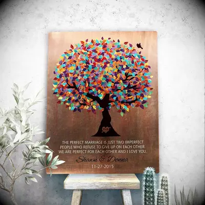 Personalized topiary copper plaque anniversary gift