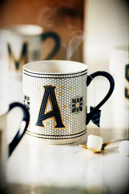 Honeycomb inspired monogram mug