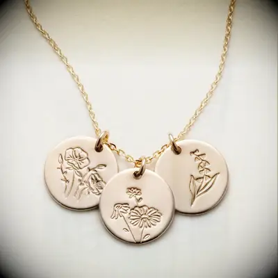 Personalized birth flower necklace