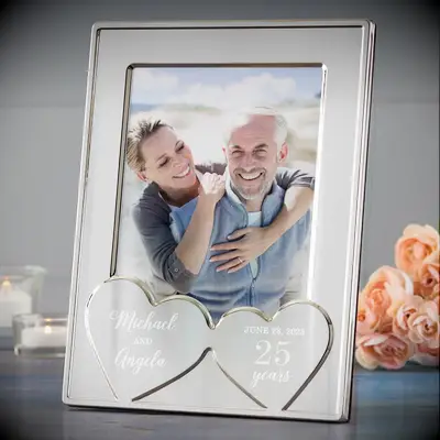 Anniversary Hearts Personalized Silver Picture Frame 25th anniversary gift