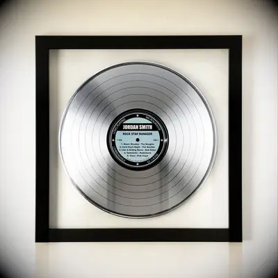 Personalized silver metallic vinyl record 25th anniversary gift