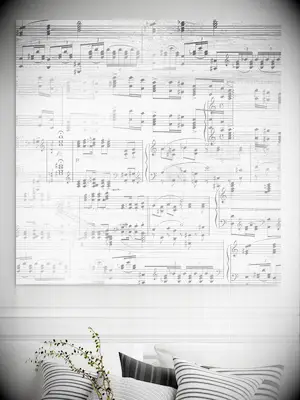 Silver sheet music canvas art 25th anniversary gift