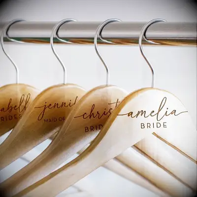 Personalized wooden bridesmaid hangers