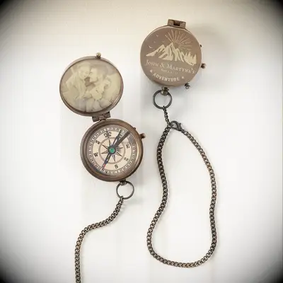 Personalized brass compass 21st anniversary gift