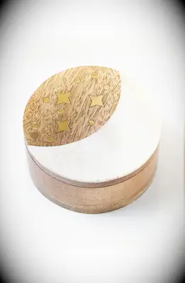 Brass inlay keepsake box 21st anniversary gift