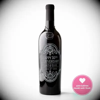 Engraved bottle of wine 21st anniversary gift 