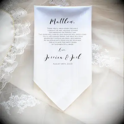 Custom message handkerchief ring bearer gift