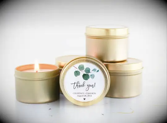 Gold candle wedding favors from Etsy