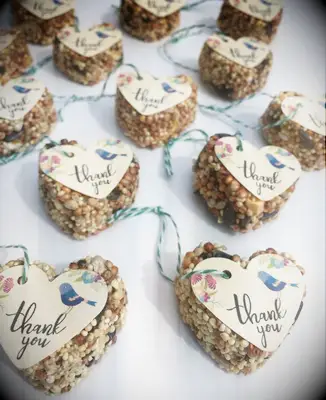 Heart-shaped bird feeders