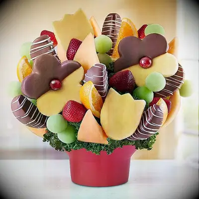 Fresh fruit bouquet and chocolate