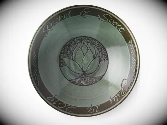 Green stone fruit bowl with personalization unique four-year anniversary gift