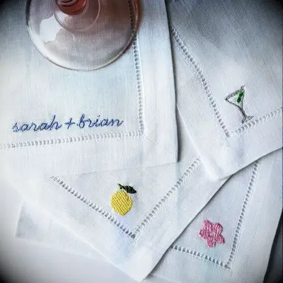 Embroidered napkin gift