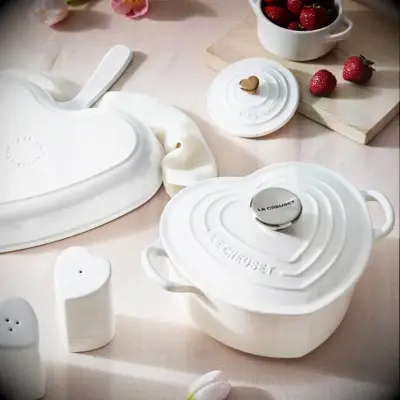 White heart shaped ceramic dish