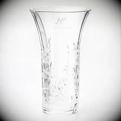 Engraved crystal vase