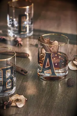 Custom initial whiskey glasses