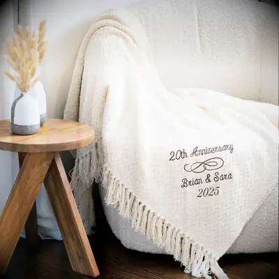 Embroidered anniversary blanket
