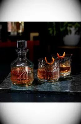 Crustal whiskey glasses and decanter
