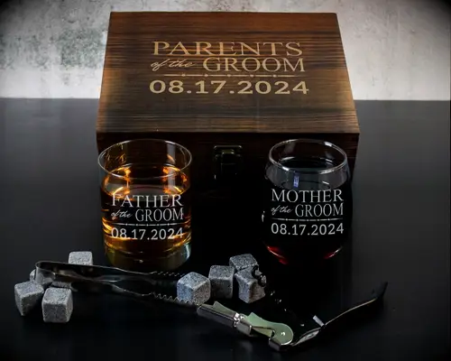 Personalized glassware set thank you gift for parents