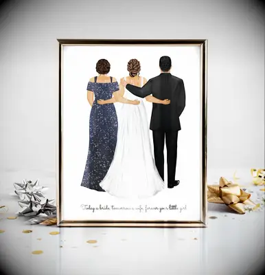 Parent-child illustration thank you gift for parents