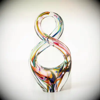 Glass infinity sculpture thank you gift for parents