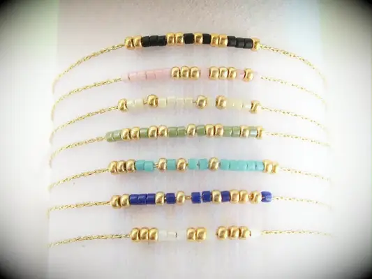 Beaded morse code bracelet matching couples bracelets