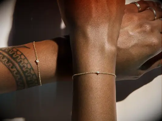 Gold chain with small diamond permanent bracelet for couples