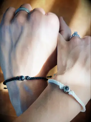 Photo projection bead matching bracelet for couples