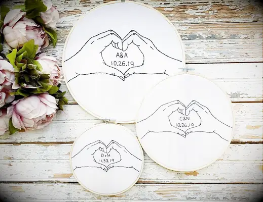 Embroidery hoop cotton anniversary gift