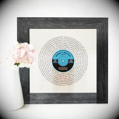 Song lyric art cotton anniversary gift