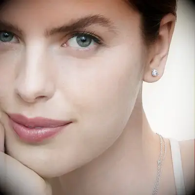 Solitaire lab grown diamond earrings from Brilliant Earth, romantic gift for wife