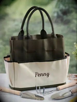 Personalized garden tote with tools gift for wife