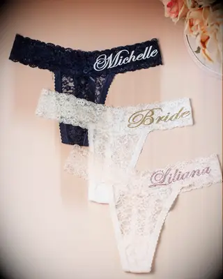 Personalized lace thongs