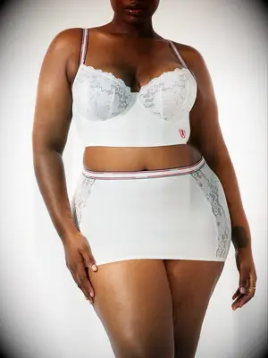 White lace panel skirt and top