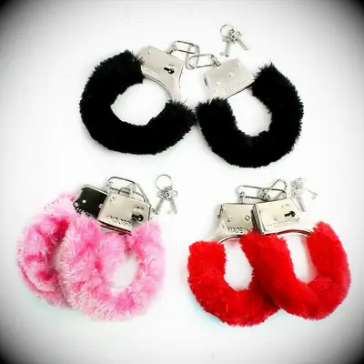 Colorful fuzzy handcuffs