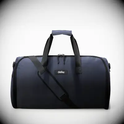 Blue duffel bag with a trolley sleeve