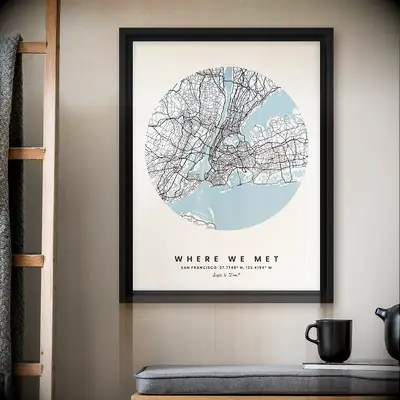 Where We Met custom map art gift for husband
