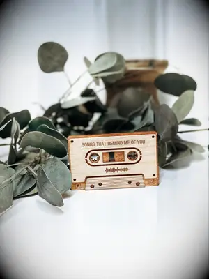 A wooden cassette tape with 