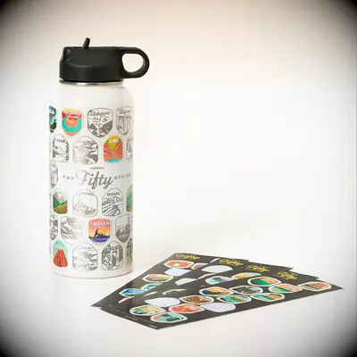 50 states travel tracking water bottle