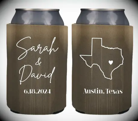 Personalized state and date koozie