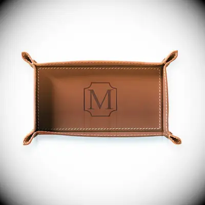 Monogrammed leather valet