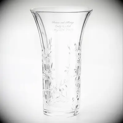 Engraved crystal vase for wedding gift