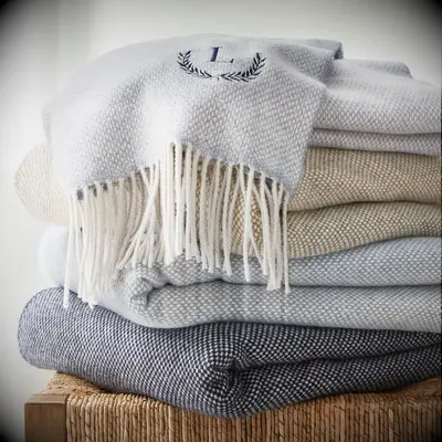 Monogram italian cashmere throw blanket wedding gift